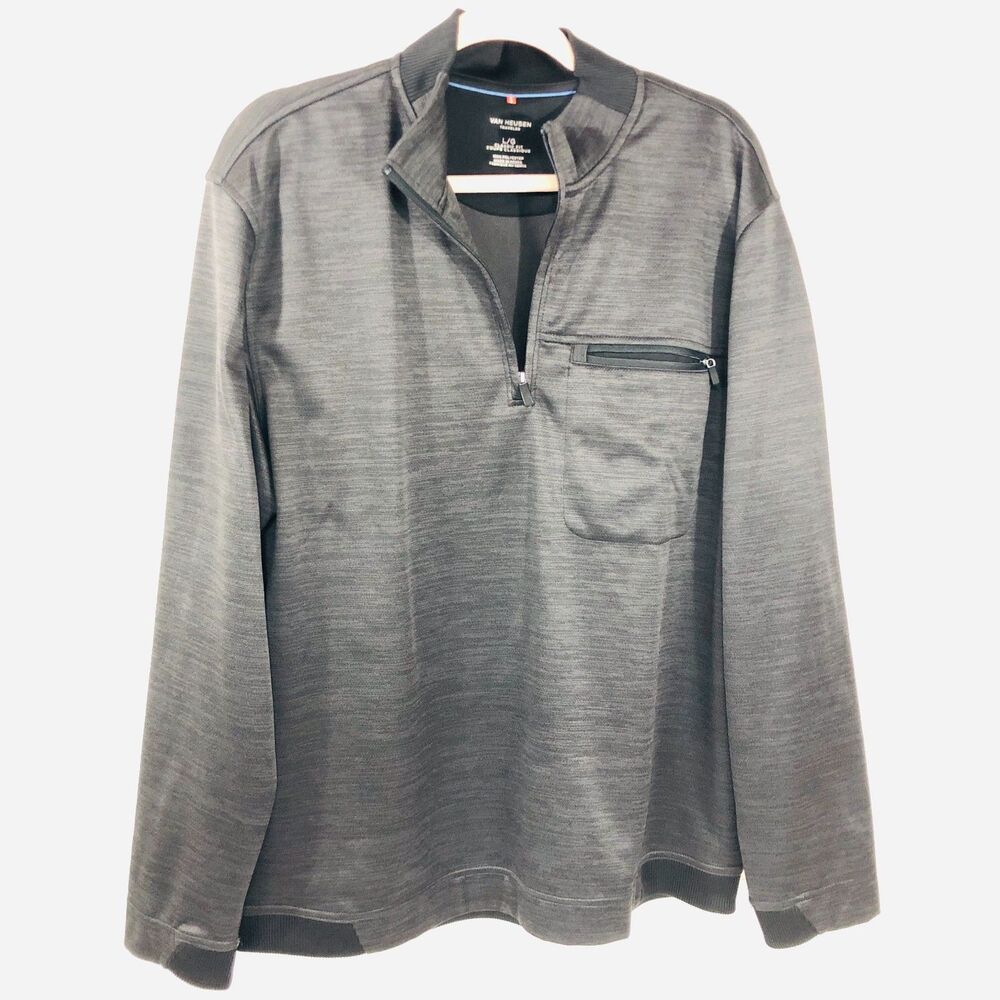 Van Heusen Traveler Mens Black Long Sleeve Pullover Jacket Size Large
